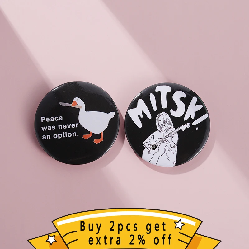 Peace Was Never An Option Pin Tinplate Soft Button Badge Custom Funny Slogan Brooches Wholesale Badge For Best Friend