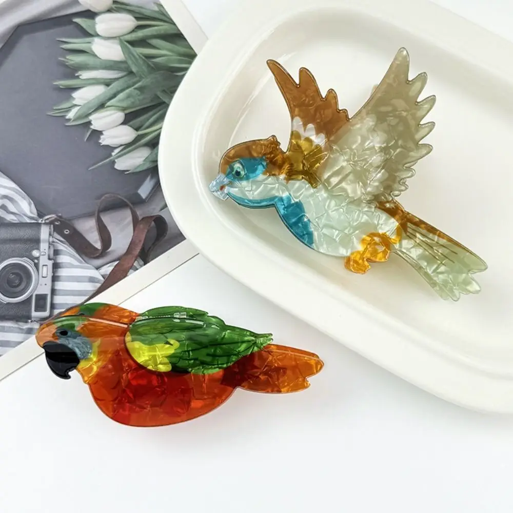 

Cute Parrot Acrylic Hair Claw Korean Style Lifelike Bird Hair Clip Crab Clip Headwear Cartoon Animal Shark Clip Female