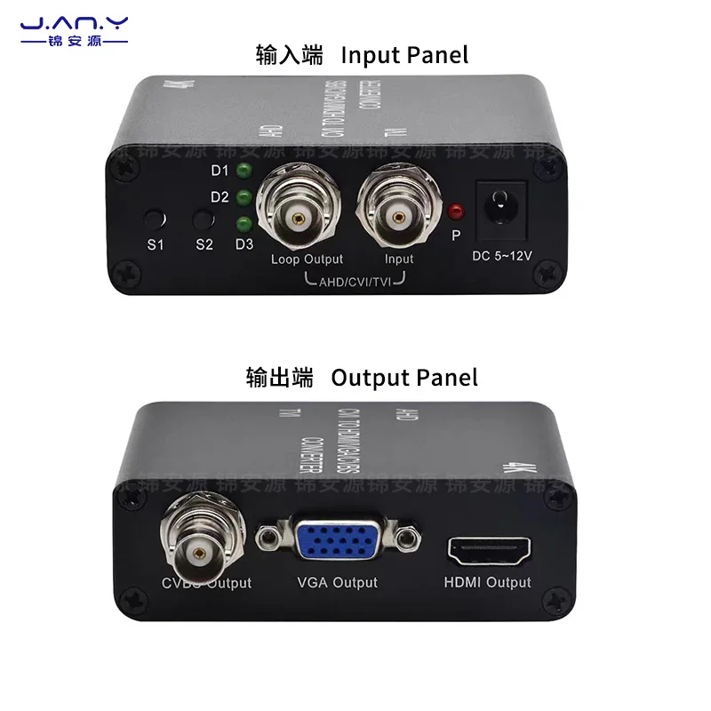 루프 출력 비디오 신호 모니터링, 4K 동축 고화질 컨버터, AHD, CVI, TVI에서 HDMI, VGA, CVBS, 4 in 1