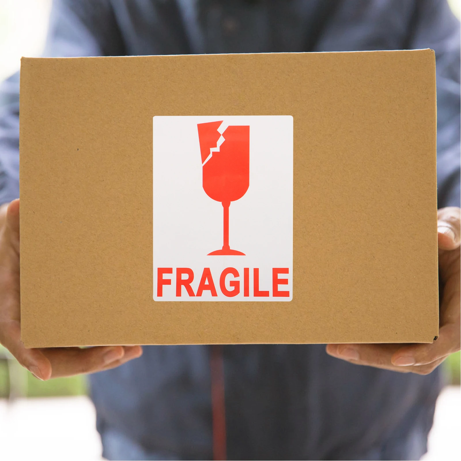 1 Roll Red Warning Stickers Fragile Packaging Handle With Care Adhesive Labels Shipping Moving Glass Box Copperplate