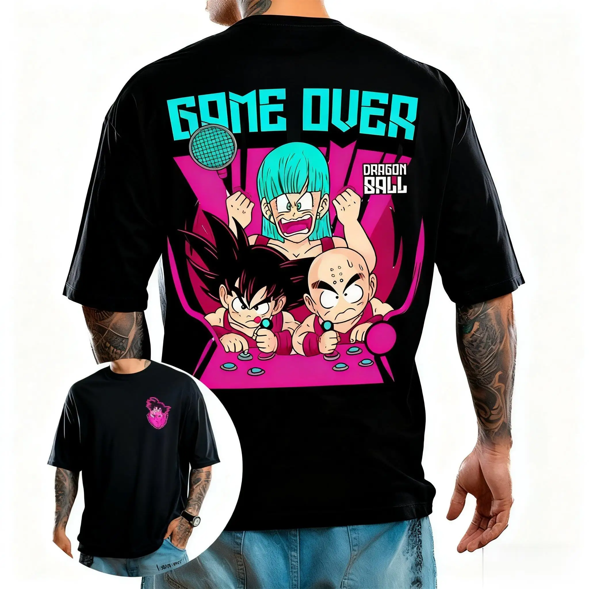 Dragon Ball T-shirt da uomo Anime Graphic Tee Goku Bulma Streetwear Trendy Summer Casual Allentato Manica corta Vintage Cartone animato giapponese