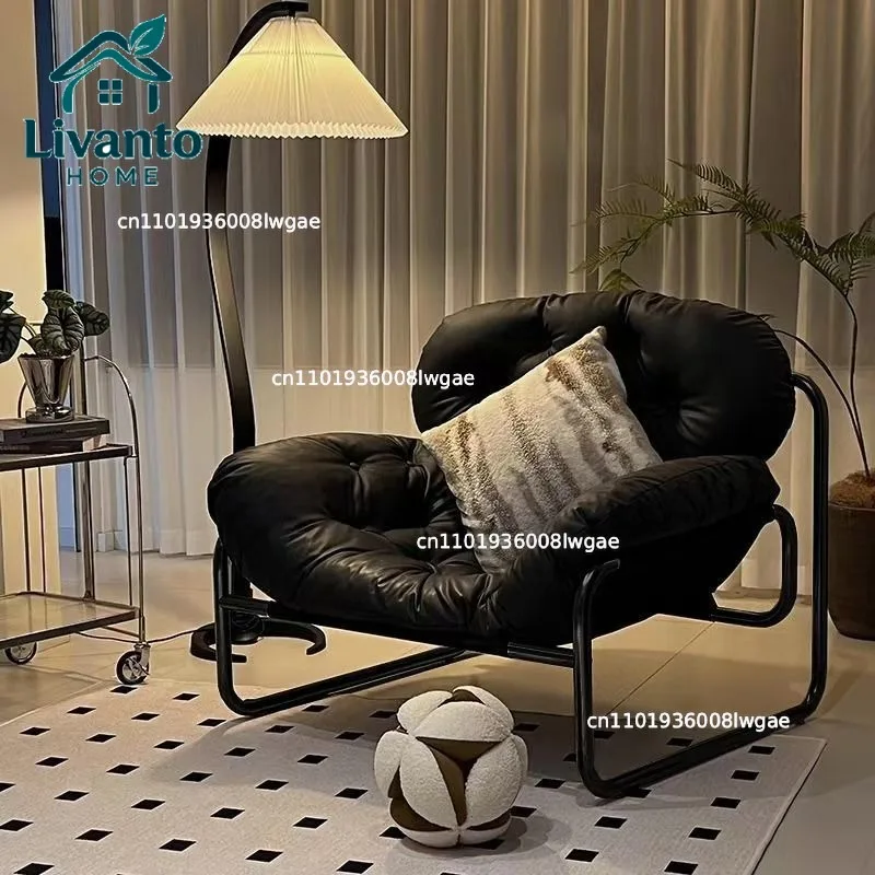 

Single Living Room Sofa Chair Retro Style Black Luxury Chair Home Furniture Bedroom Balcony Casual Interior Home Decoration