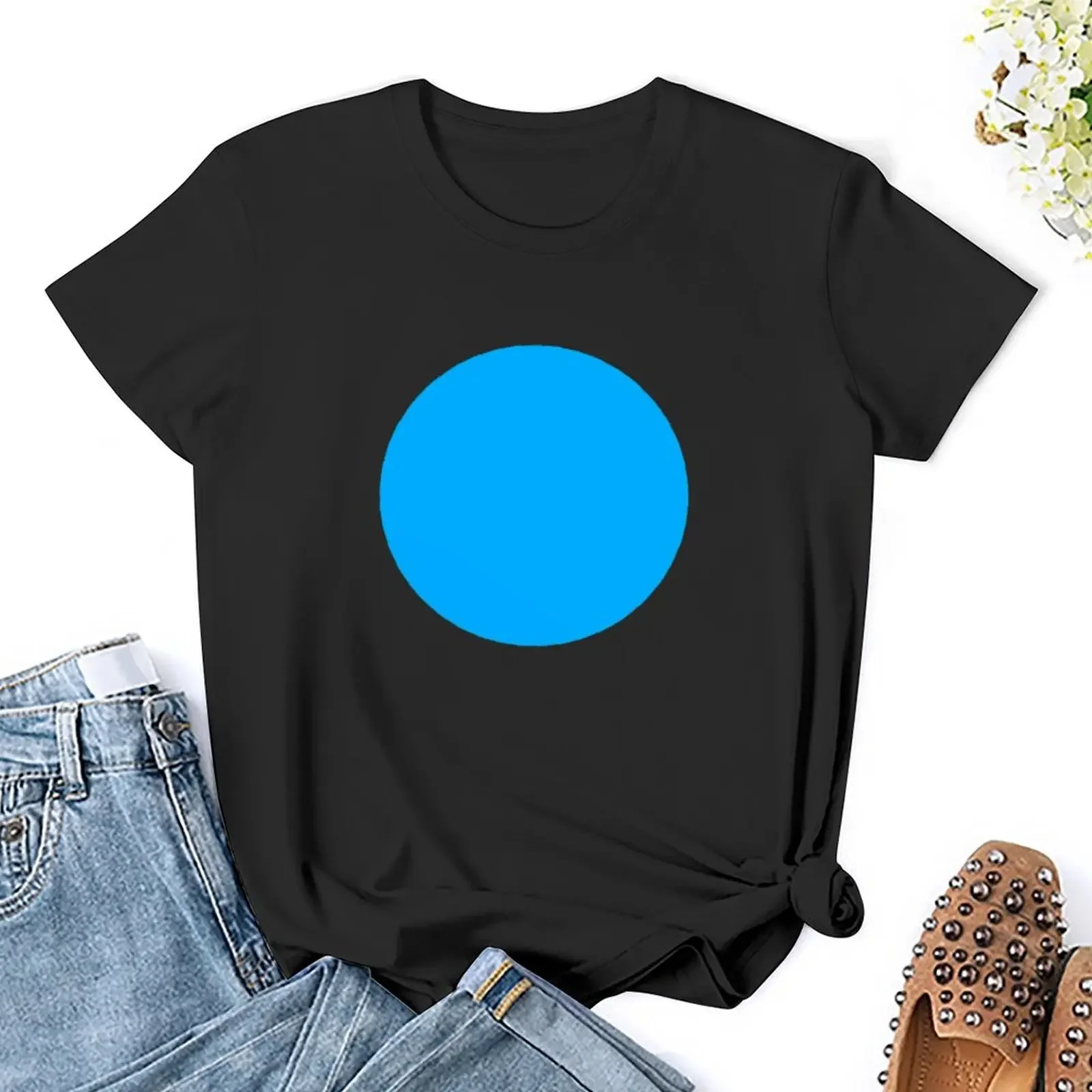 Vibrant Light Blue Circle T-Shirt summer top anime quick-drying customizeds Woman fashion