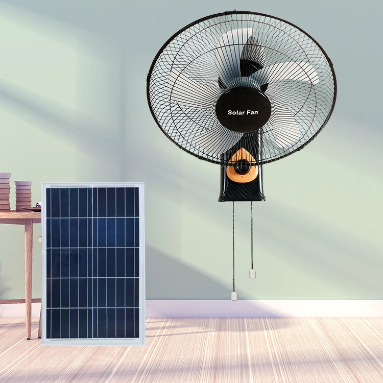 

Solar Powered Wall Cooling Fan Protected 18 Inch 12v DC Energy Solar Ceiling Fan with AC DC Dual Solar Powered Panel Battery Fan