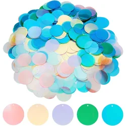 600Pcs 5 Colors Loose Sequins 40mm Flat Round Large Sequins for Crafts Iridescent PVC Paillette Embellishment Sequins Iridescent