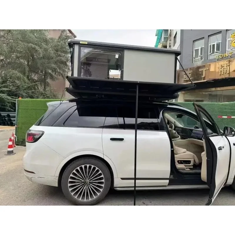 Custom Aluminum Offroad Hardshell Roof Top Tent with Waterproof Car Rooftop Electric Lift System Capacity 2-4 People Camping