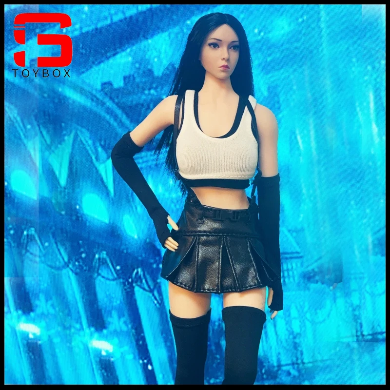 In Stock CJG-W029 1/6 Scale Sexy Cosplay Tifa 3.0 Clothes Set Vest Leather Skirt Socks Uniform Model for 12 Inch Action Figure