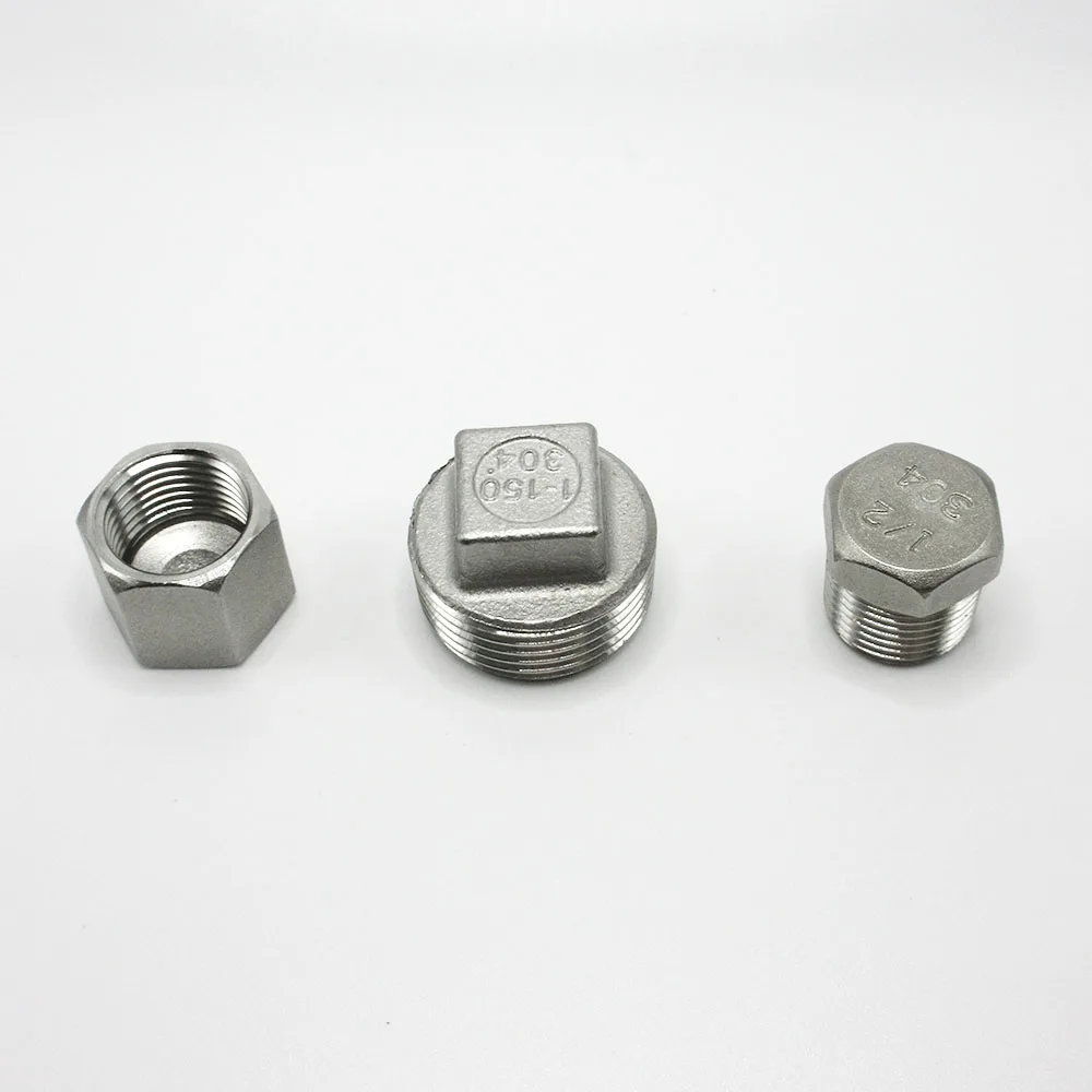 Conector de Tubería de Acero Inoxidable 304 con Rosca BSP, Cabeza Hexagonal Cuadrada, Macho/Hembra, 1/8" 1/4" 3/8" 1/2 3/4"/ 1"- 2"