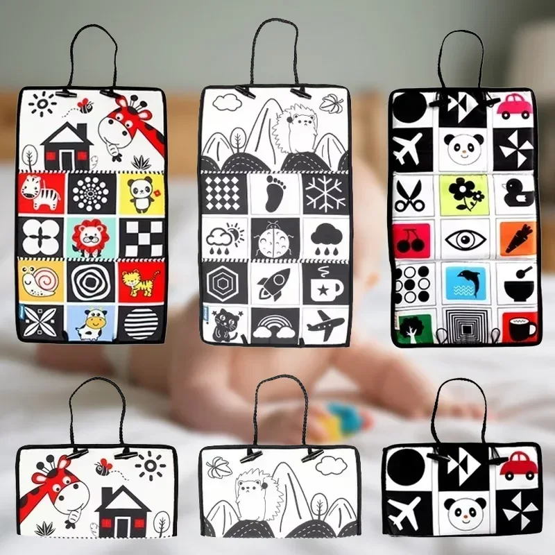 

5123654 Черно-белые развивающие игрушки-зеркала для новорожденных Baby Tummy: Монтессори-игрушки для развития мелкой моторики и сенсорных навыков