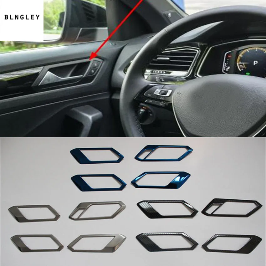 

4Pcs/lot Car Stickers Stainless Steel Interior Door Shake Handshandle Bowl Decoration Cover For 2018 2019 Volkswagen VW T-ROC