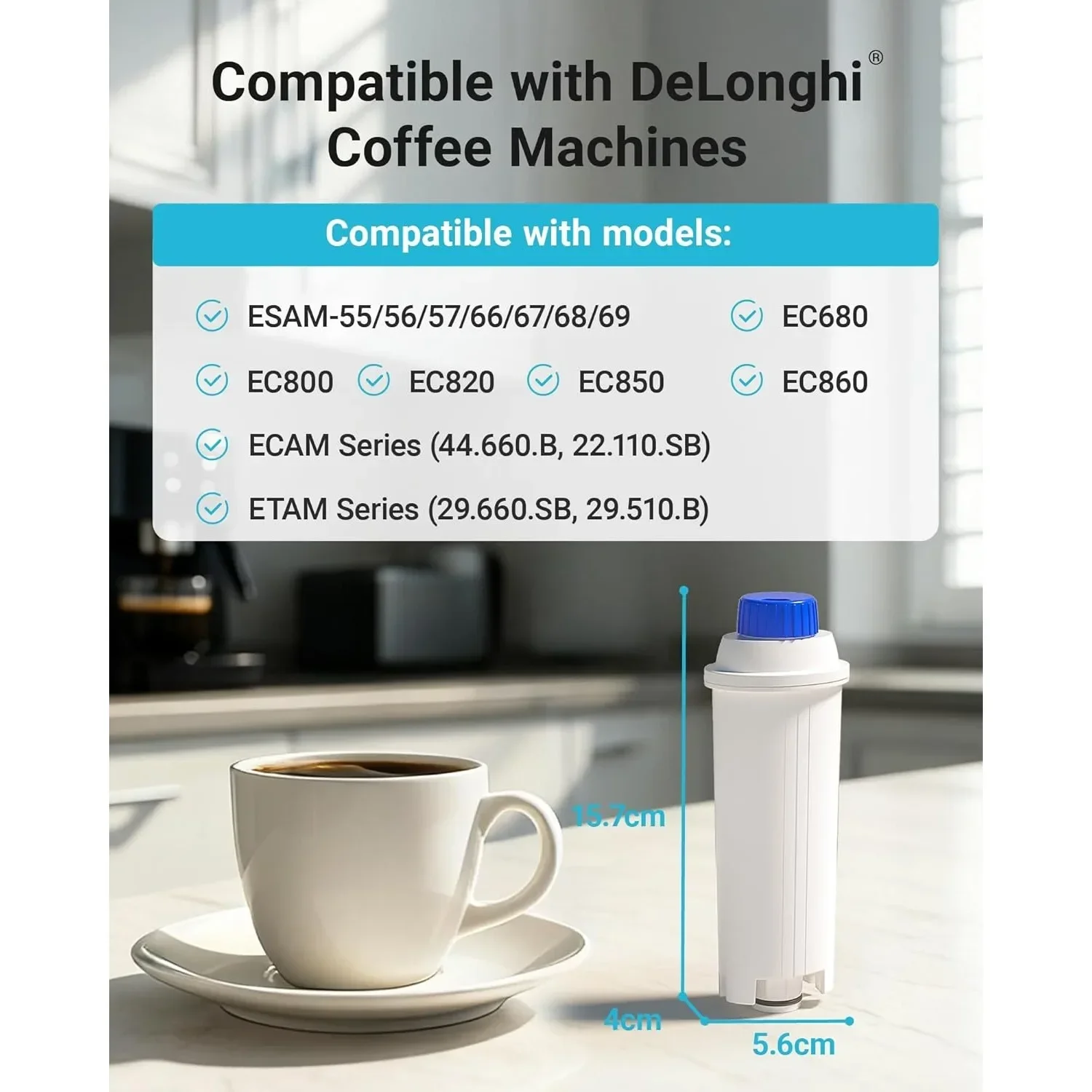 Coffee Filter Replacement for Delonghi Coffee Machines- Compatible with Delonghi Magnifica S, Dinamica, Eletta Exploer,DLSC002 gallery 1
