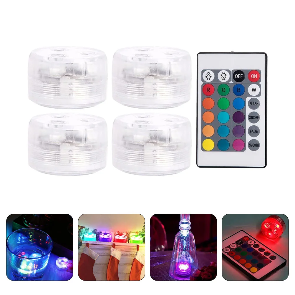 

4 Pcs Diving Light Submersible Pool Lights Floating LED Swimming Underwater Pond for Night Rgb Remote-control