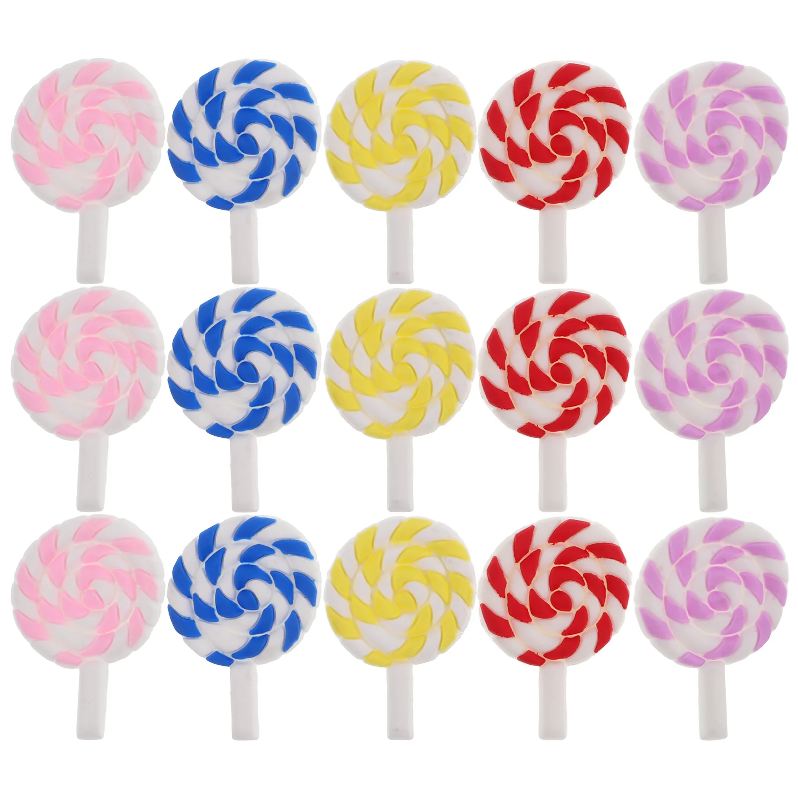 鮮やかな渦巻きロリポップチャーム 20個 フェイクキャンディ小道具 クラフト装飾アクセサリーやクリエイティブプロジェクト用