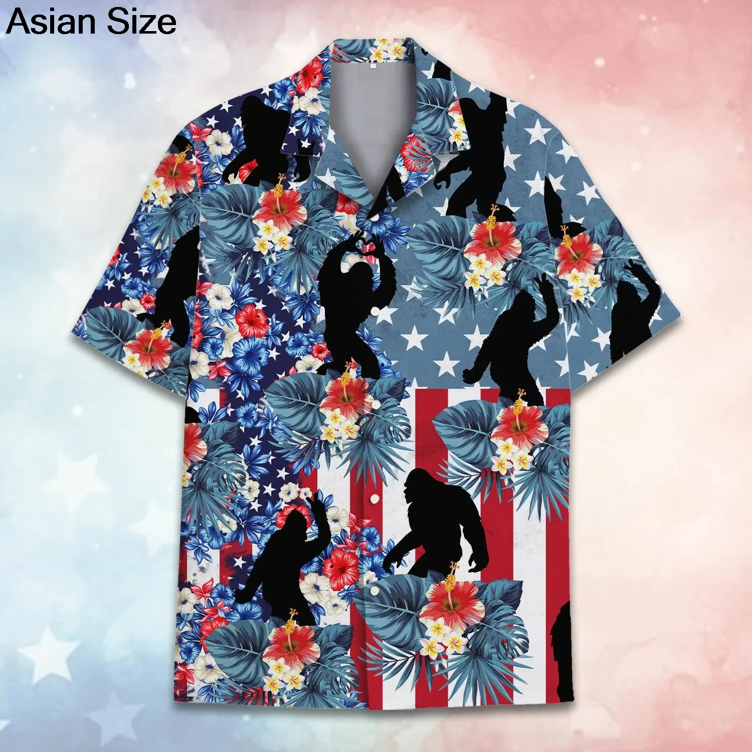 

ShAmerica Hawaiian Flag Animal Mens Shirts Man Clothing US 3D Printed Beach Short Sleeve Y2k Vintage Clothes Unisex Blouses Tops