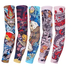 1 Paar Tattoo Mouw 3d Outdoor Mouwen Fietsmouwen Uv Bescherming Loopmouwen Zonnebrandcrème Arm Warmer Manchet