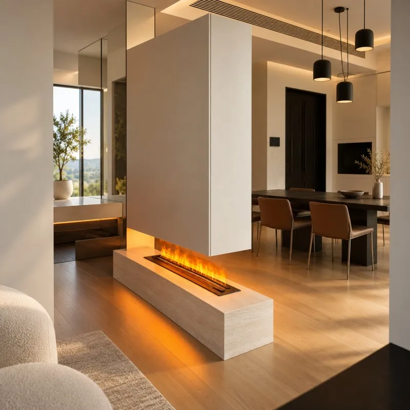 WOFAID Modern Corner 3D Water Vapor Electric Fireplace Compact Insert LED Mist Flame Remote Control for Small Living Room Home