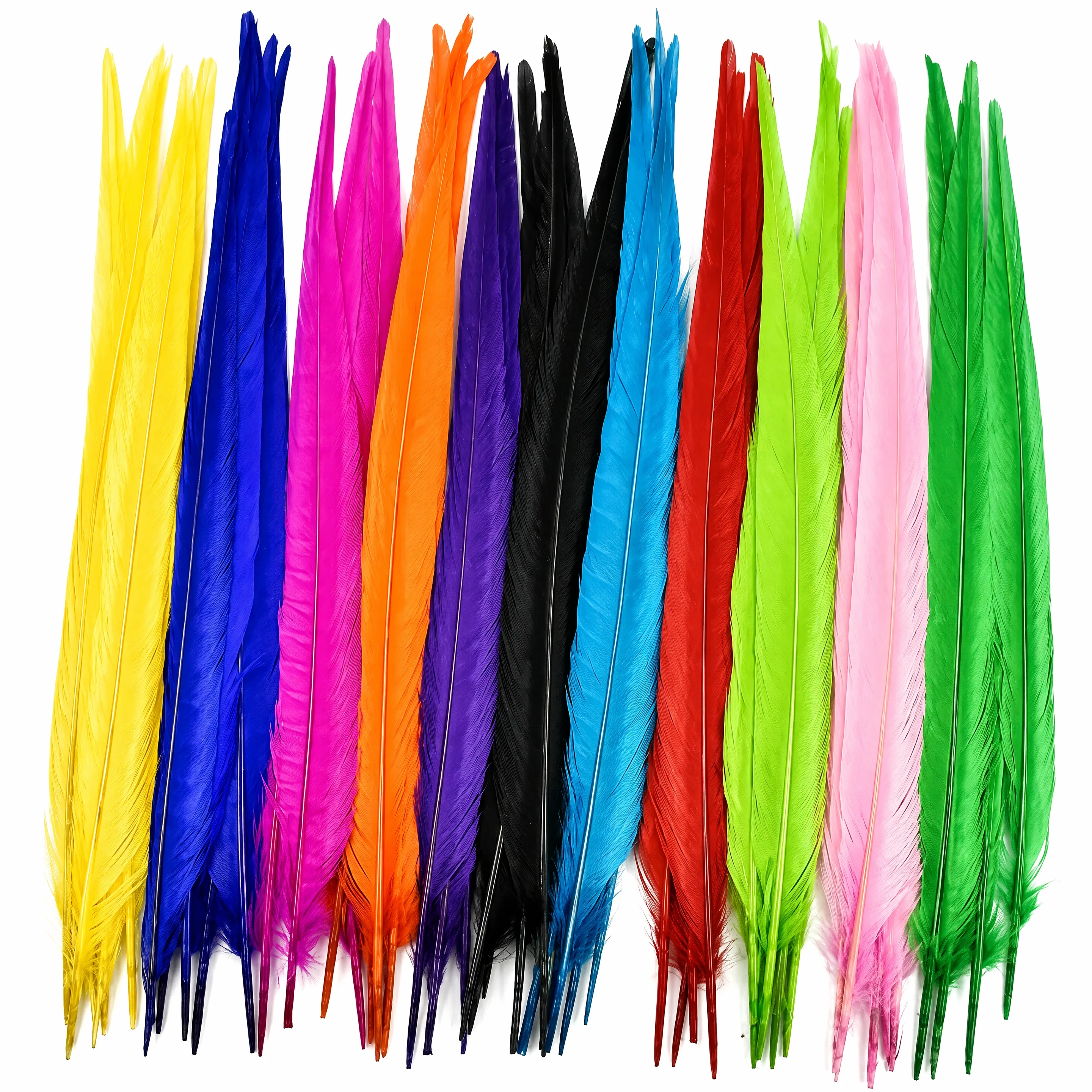 45-50cm Dyed Chicken Tail Feathers Long Colorful Feather Plumes DIY Hat Costume Headdress Stage Performance Decoration