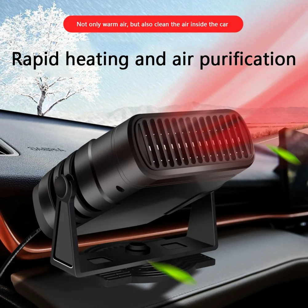 12/24V Electric Car Heater Portable 360 Rotating Demister Defroster Cooling Heating Fan 1200W Dryer Windshield Defogging Accessr