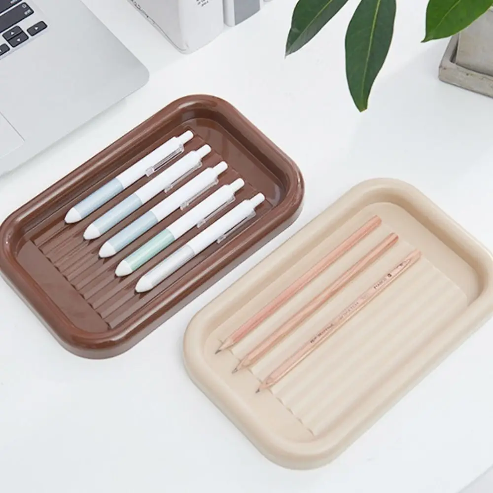 Solid Color Plastic Desktop Storage Organiser Makeup Storage Office School Supplies Pencil Organizer Storage Tray