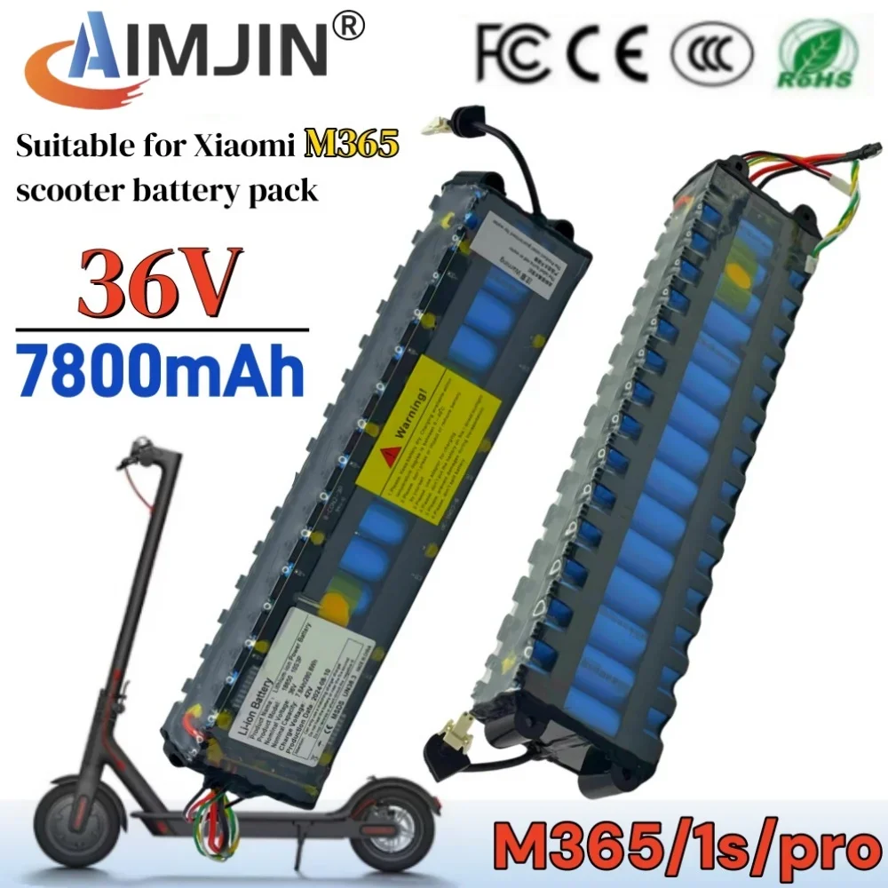 7800mAh 36V for Xiaomi M365 Electric Scooter 18650 Battery Pack with Communication 4 Ports NE1003-H Cell Built-in BMS Protection