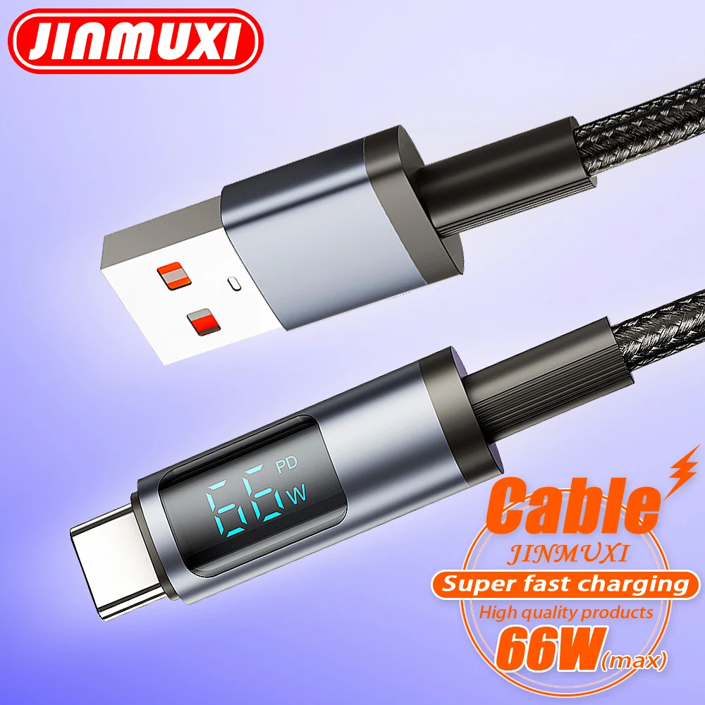 jinmuxi 66W Type C Cable Super Fast Charger Cord Quick Charge USB C Cables Phone Charger For Samsung Xiaomi Huawei Oneplus POCO