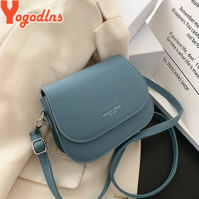 Yogodlns modna torba na ramię z siodłem damska torba na ramię ze skóry PU prosta jednokolorowa torba z klapką designerskie torebki etui