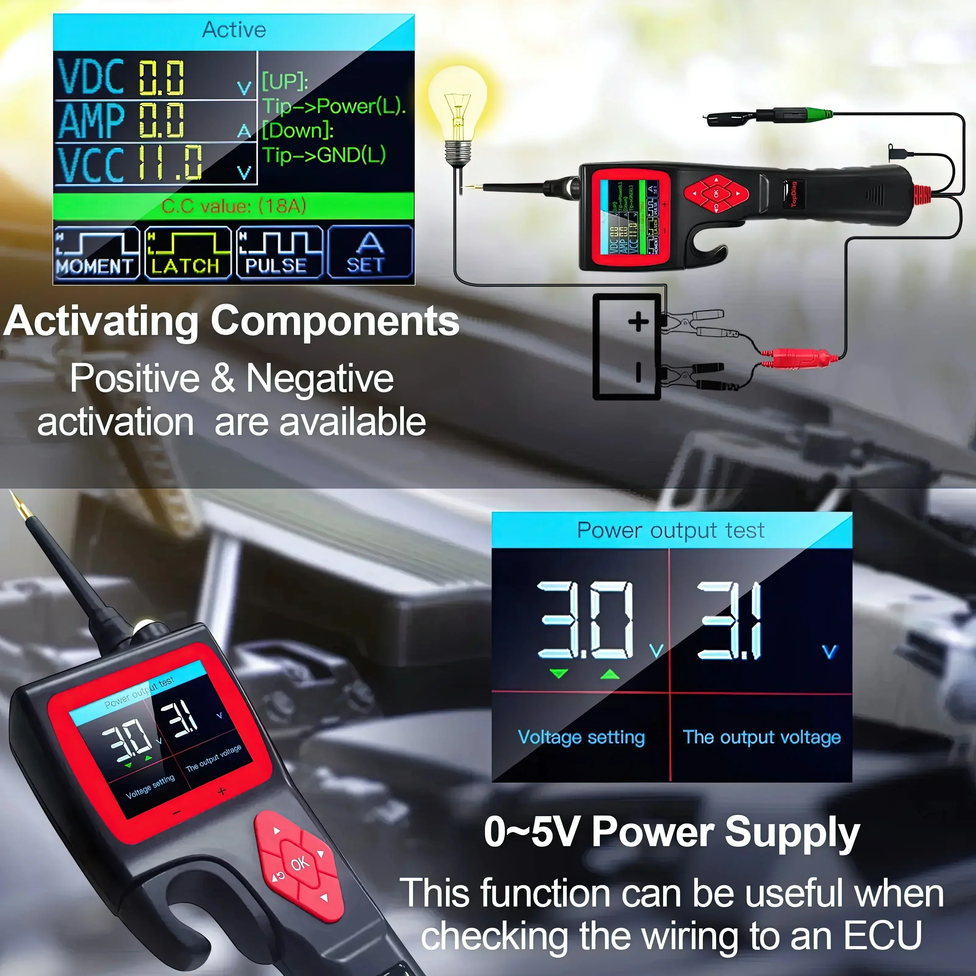 Topdiag P200 Automotive Electric Circuit Tester SMART HOOK Power Probe Car Electrical System Digital Test Analyzer Tools