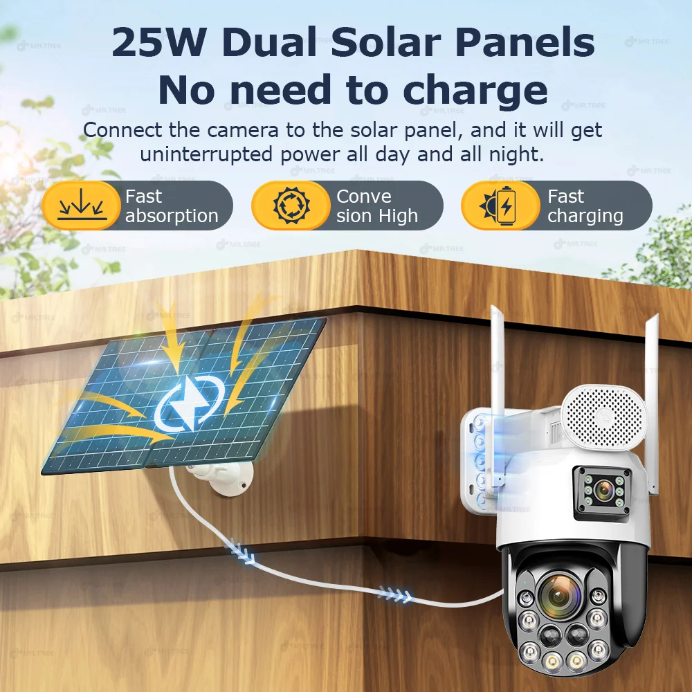4K AOV 24/7 Hours Solar Camera 4G SIM 60X Optical Zoom PTZ Human Auto Tracking Security 10MP Home Outdoor Surveillance 31200 Mah image 2