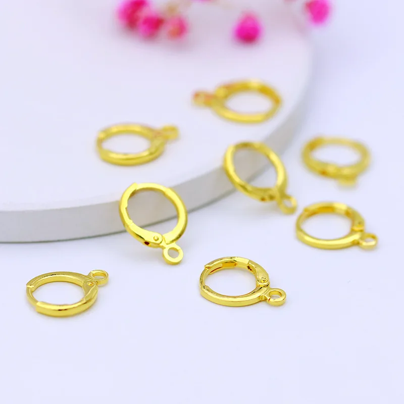 Color-Preserving 18K Real Gold Round Earrings for DIY Handmade Jewelry