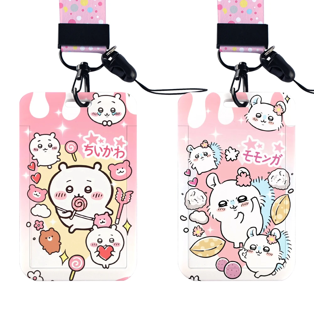 Porte-cartes japonais avec lanière rose pour prédire, sangle de cou, porte-clés, porte-badge pour carte d'identité, ULà suspendre, accessoires de porte-clés, jouets mignons W