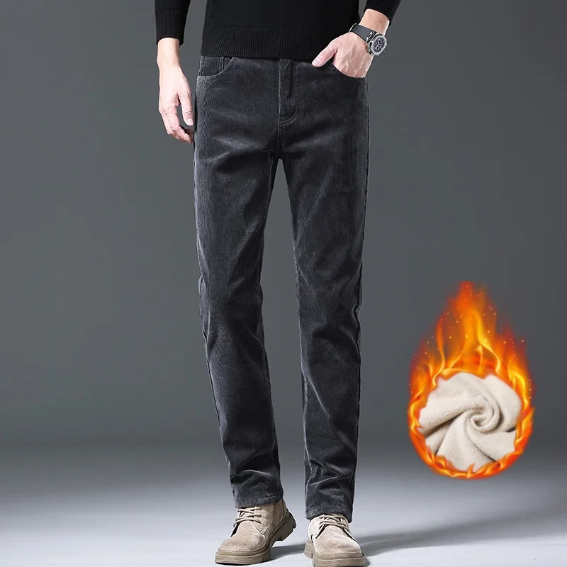 الرجال سروال قصير الشتاء بطانة سميكة أفخم الدافئة الأعمال مستقيم عارضة السراويل الكورية ضئيلة عارضة السراويل أسود الأزرق الداكن #5