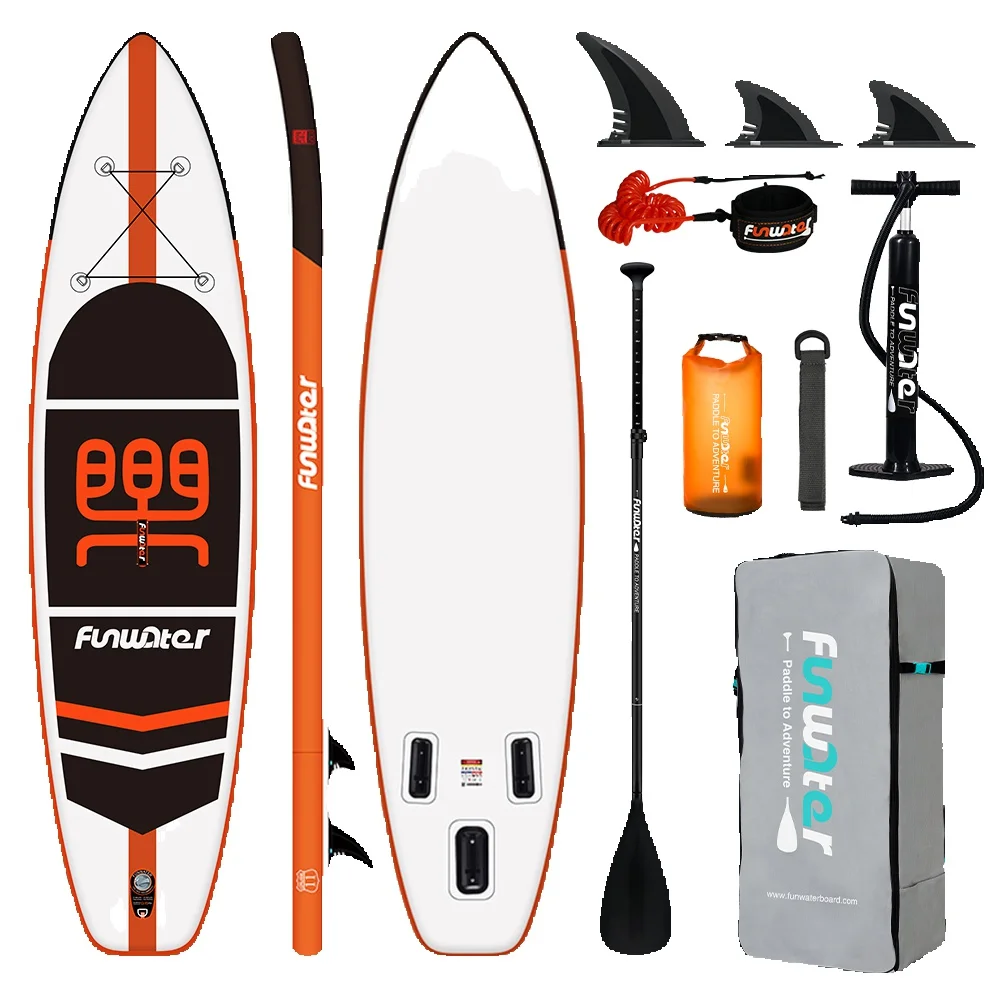 FunWater aufblasbares Stand-Up-Paddle-Board 320–385 cm – rutschfestes Surf-SUP-Board zum Surfen, Paddeln und für Wassersport