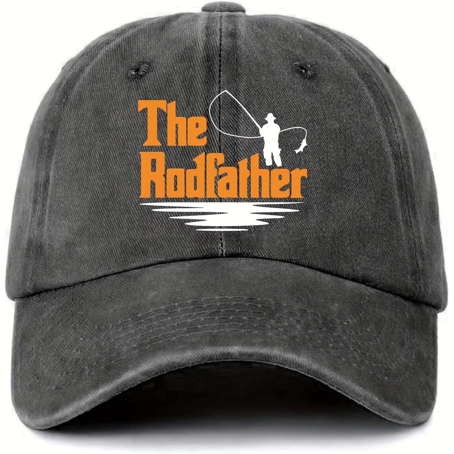 Fishing Boss Baseball Cap for Men - Adjustable with Humorous Fisherman Pattern, Striped Design and Eye-Catching Text, Casual Outdoor Gift for Dad, Angler Apparel, Fishing-Themed Design