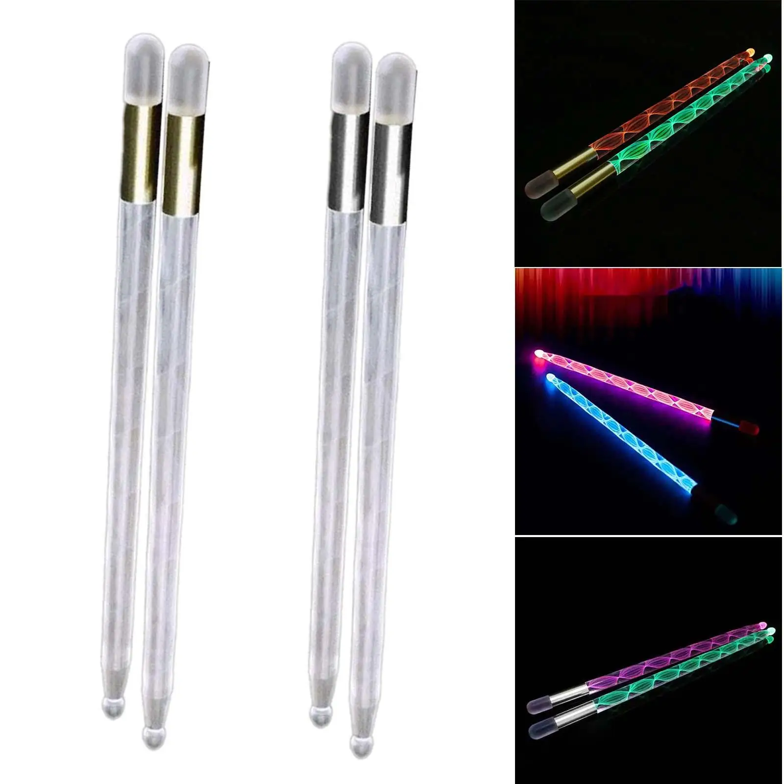 2x Light up Drum Sticks 13 Color Changing Portable Tip Drumsticks Musical