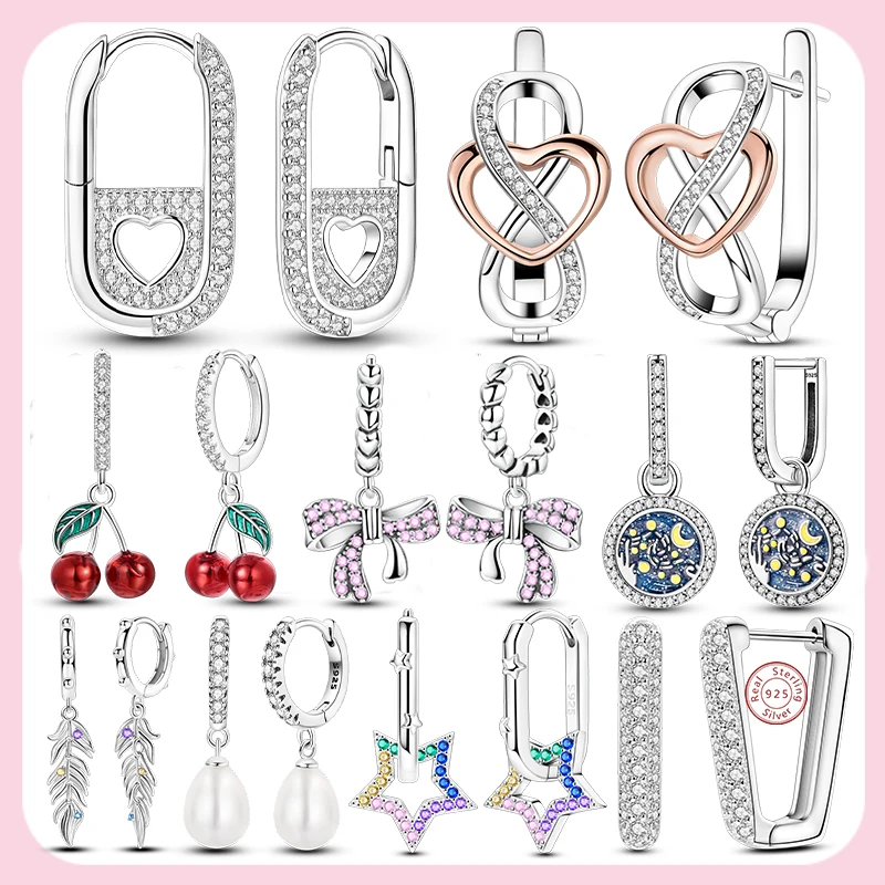 2025 الأصلي 925 فضة هوب القرط زركونيا عدم انتظام قرط الاذن المرصع للنساء المشاركة عيد ميلاد مجوهرات هدية