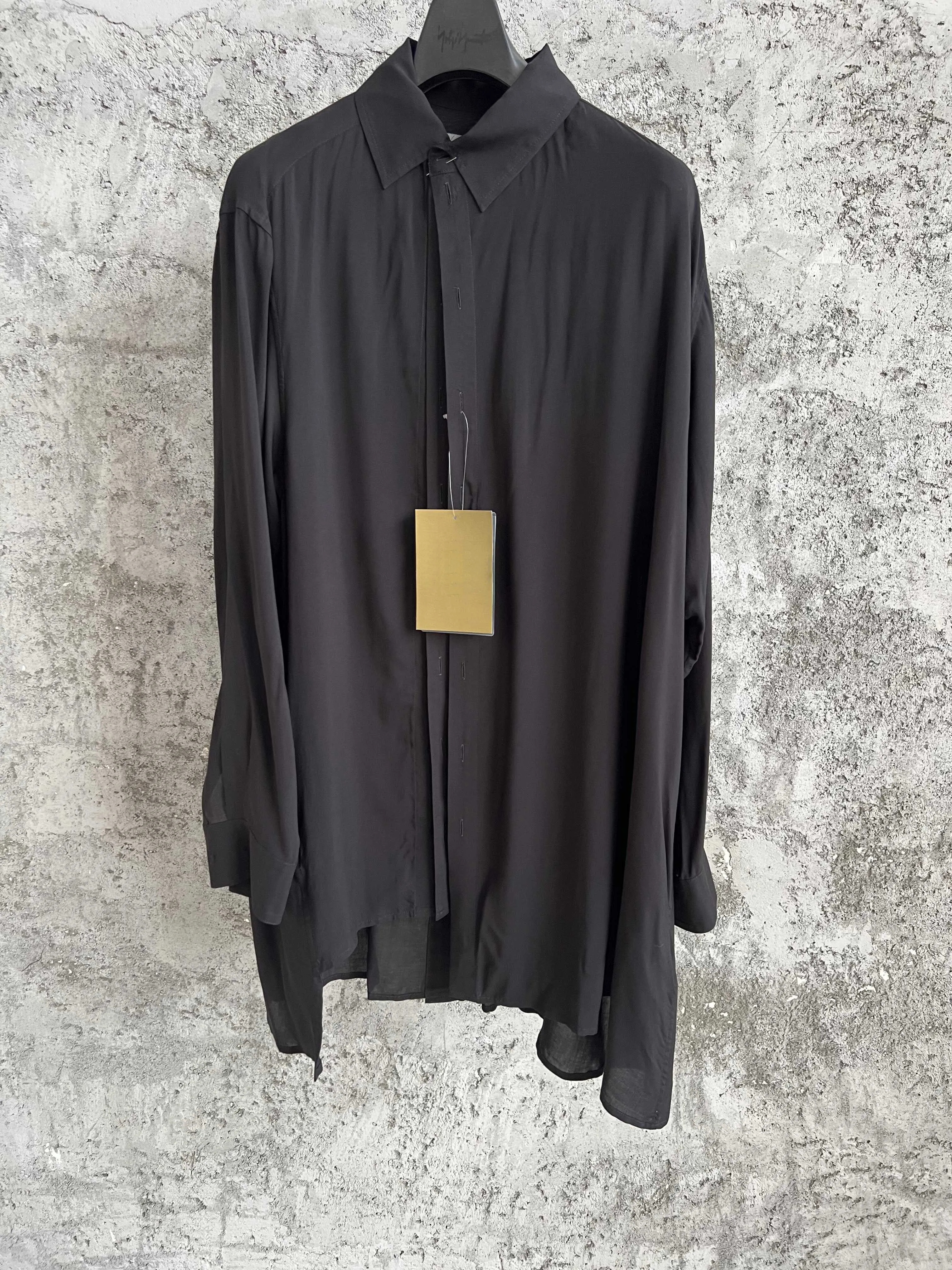 Original two-piece fake long-sleeved shirts with stand-up collars for men's daily casual style, solid-color shirts, trendy
