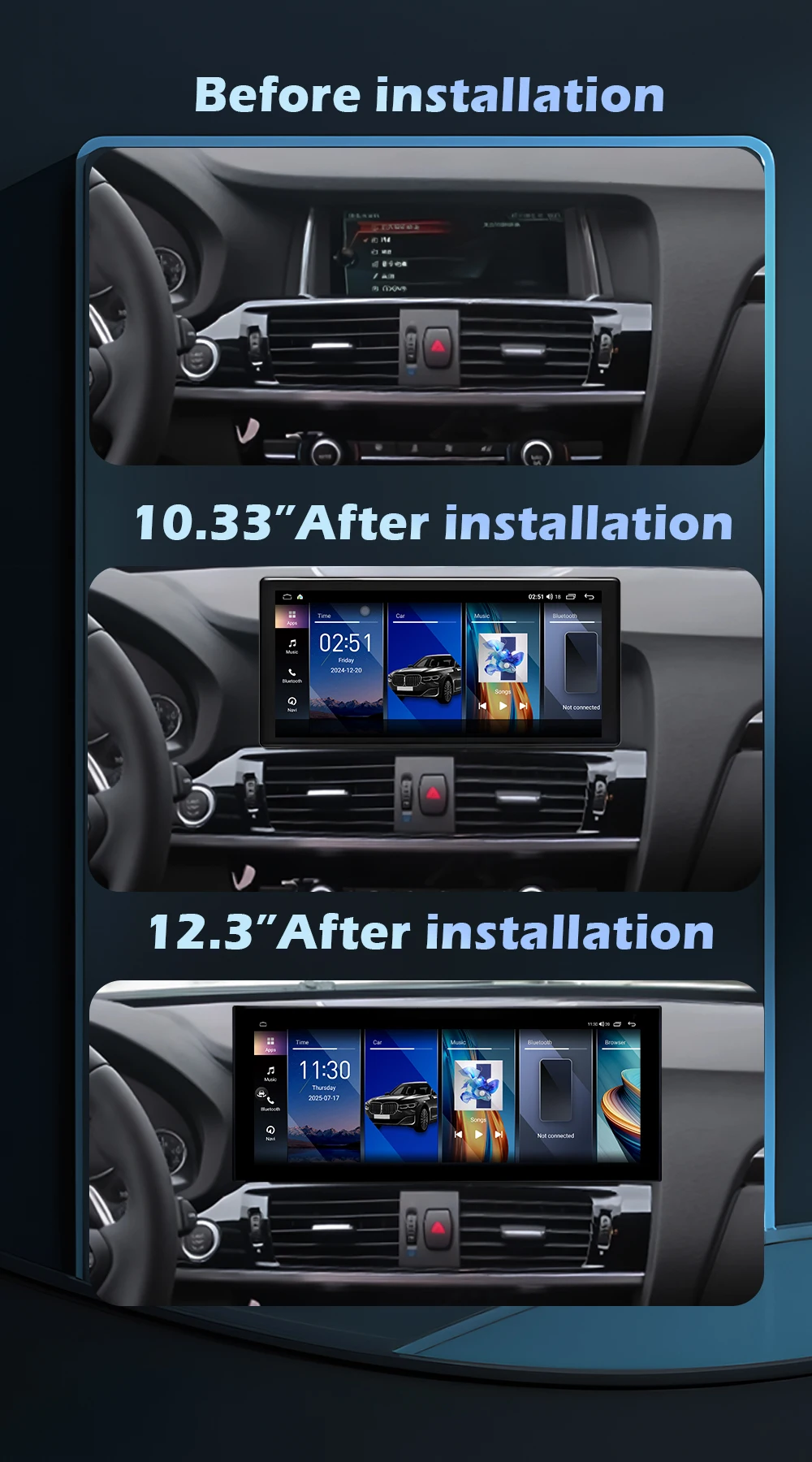 Car Raido Multimedia Android 16 For BMW X3 F25 X4 F26 2011 - 2017 CIC NBT System Wireless CarPlay GPS Navigation 4G WIFI BT DSP