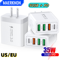 35W USB Charger PD Fast Charging Type C Mobile Phone Portable QC 3.0 Travel Charger For iPhone 14 Pro Max Samsung Xiaomi Huawei