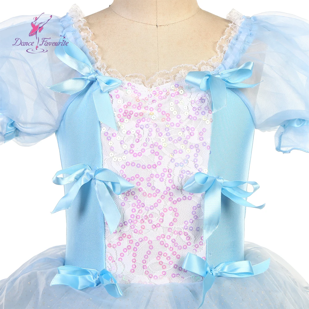 Disfraces de baile favorito para niños, corpiño de lentejuelas azul pálido, tutú de Ballet, trajes de baile pequeños, 23136