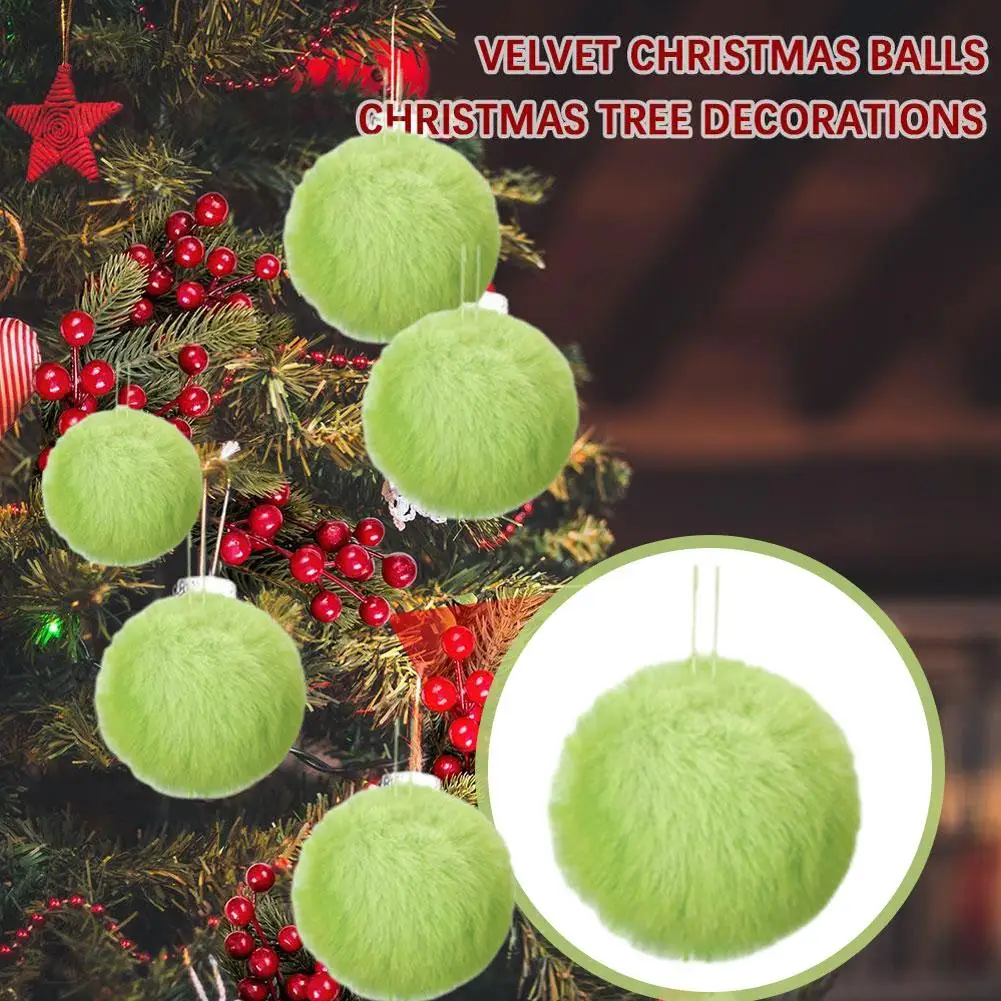 12 Pcs Lime Green Furry Christmas Ball Ornaments For Tree Christmas Hanging Decorations For Christmas Party Tree Home Suppl F2x4