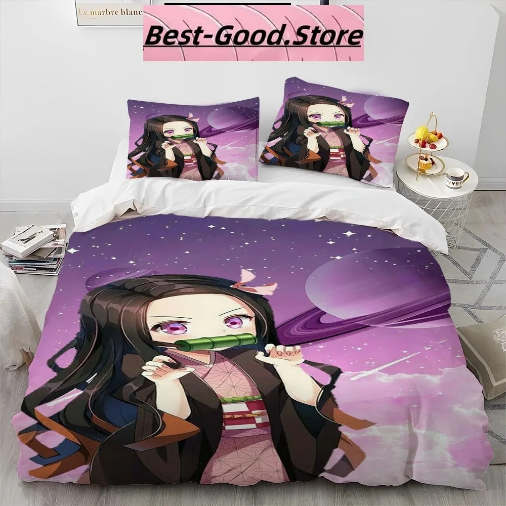 3D Print Demon Slayer Kamado Nezuko Bedding Set Boys Girls Twin Queen King Size Duvet Cover Pillowcase Bed boys Adult Bedroom