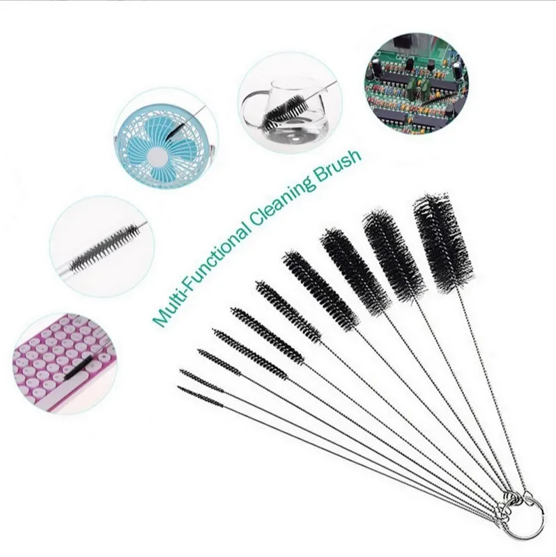 10pcs/set Coffee Machine Brush Bottle Tube Straw Cleaner Washing Glasses Keyboards Jewelry Cleaning Brushes Clean Tools