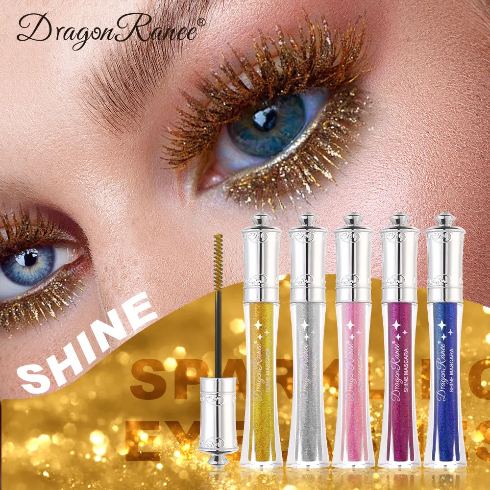 Paars Goud Diamant Mascara Glanzende Pailletten Zweetbestendig Glitter Wimpers Sneldrogend Blijvende Curling Dikke Mascara Shimmer Make-up