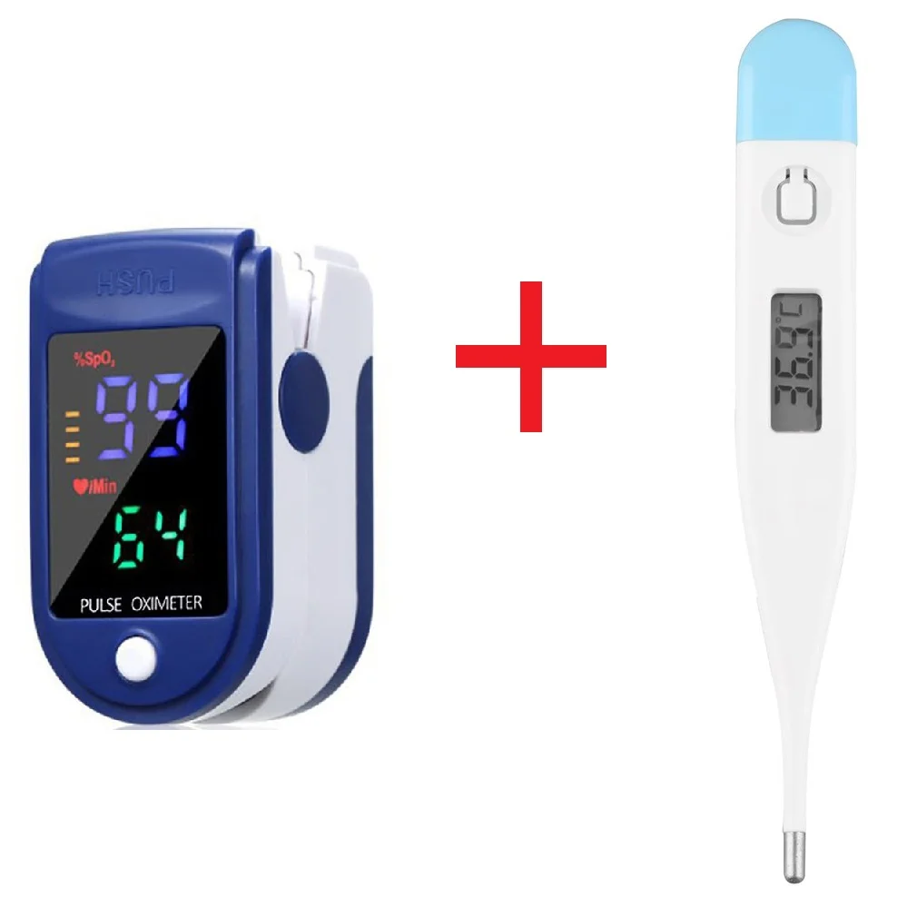 Medical Finger Oximeter Pulse Oximeter TFT Screen SPO2 PR Heart Rate Monitor Blood Oxygen Digital Termometer Non-Contact Laser