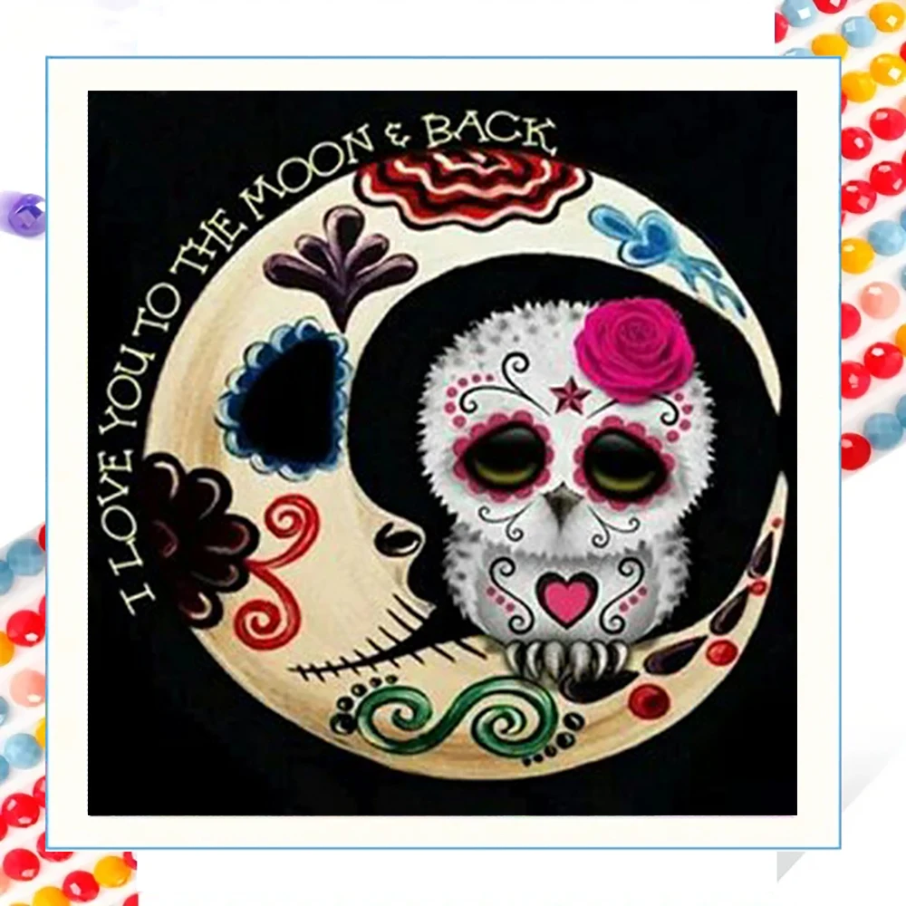 Pintura de diamante artesanal, patrón de búho de dibujos animados, mosaico de diamantes, arte de punto de cruz, ajuste de piedras preciosas, pintura decorativa de regalo