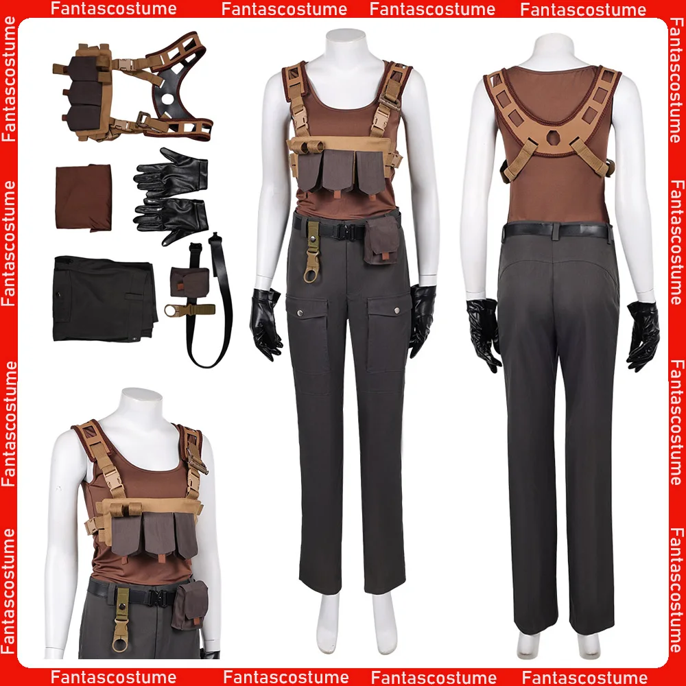 

Zora Bennett Cosplay Costume Fantasia 2025 Movie Rebirth Roleplay Adult Women Vest Pants Belt Gloves Outfits Halloween Carnival