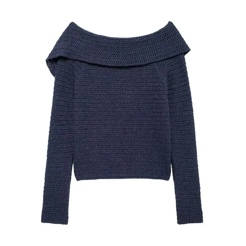 Design asimmetrico Lungo Sve Maglione lavorato a maglia casual Autunno Nuovo arrivo Donna Faion Colletto inclinato Pendolarismo Sle Lunghezza regolare