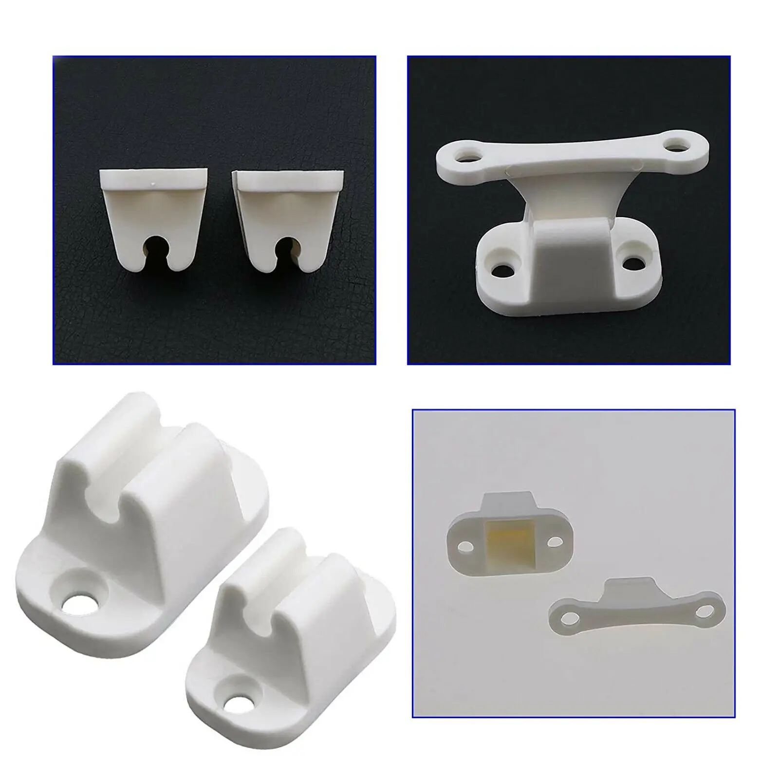 2Pcs Door Retainer Kit Caravan RV Motorhome Camper Main Door Gate Push Catch Retainer Clip Holder White Nylon Door Stopper