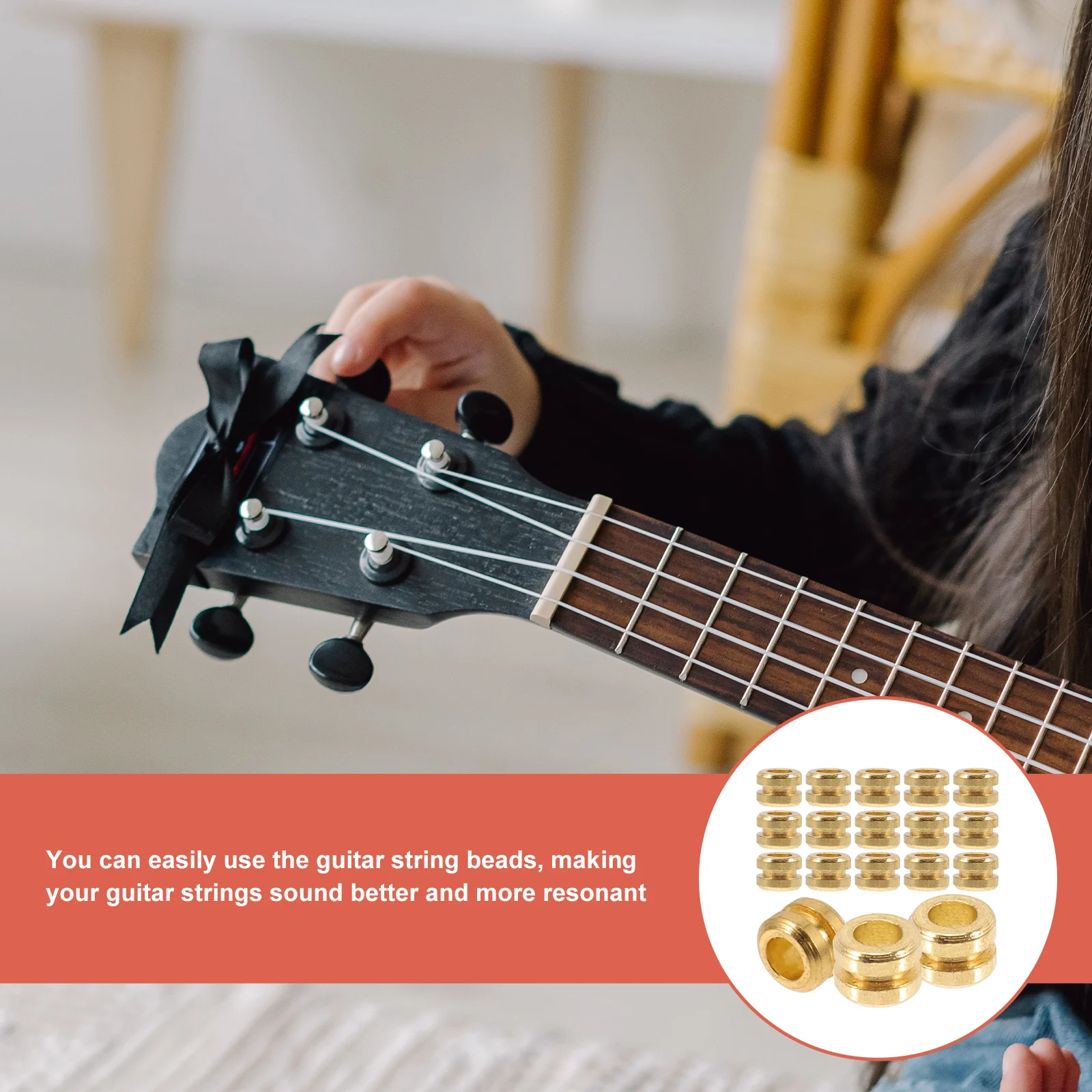 

20pcs Guitar Strings Tail Beads Metal Accessories Durable Replacement String Bead Practical Acoustic Parts Folk Guitar