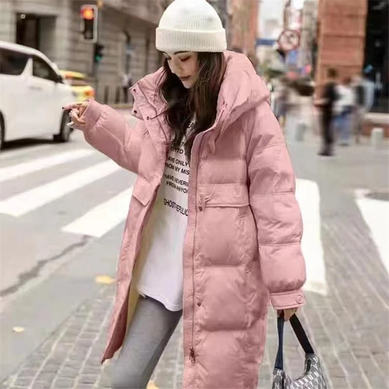 Long Hooded Duck Down Jacket, Warm Coat, Street Beat Fashion, Leisure Parka, Korean High-end, New, 2024